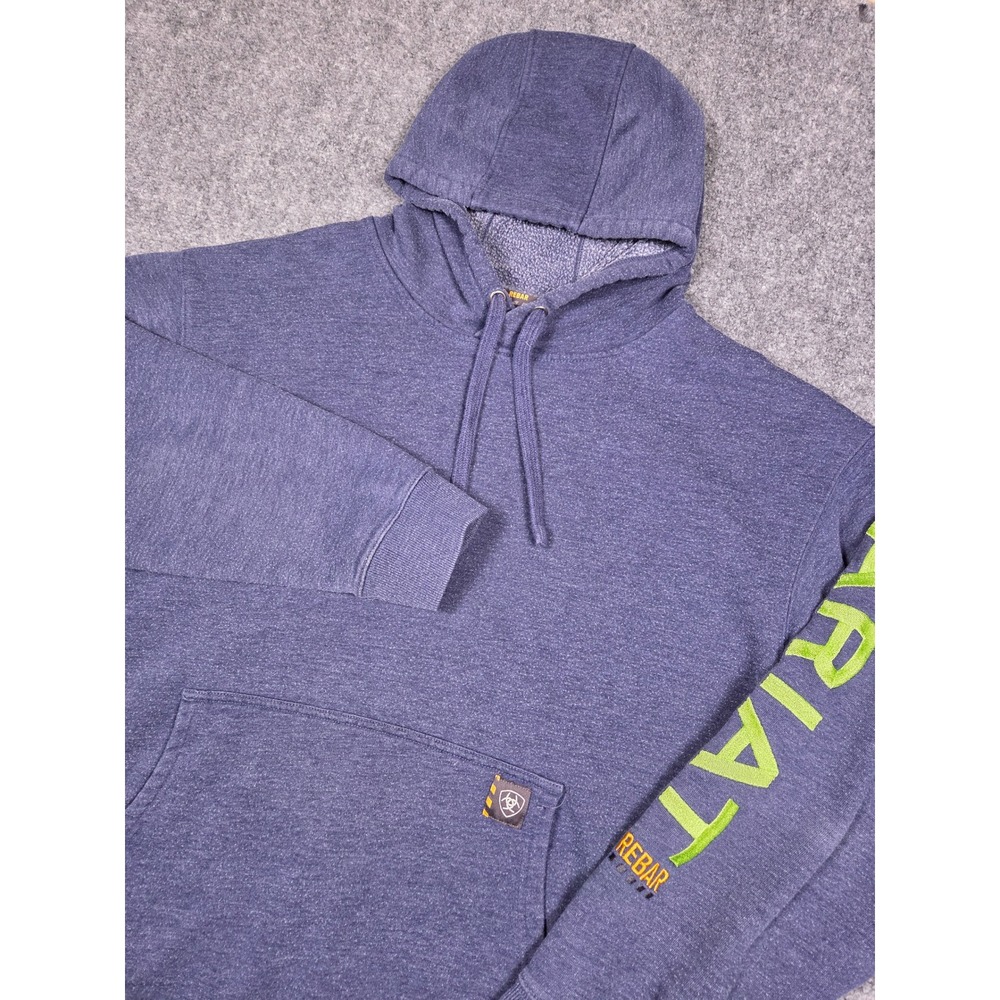 Ariat Hoodie Mens Extra Large Blue Rebar Pullover Graphic Sleeve Sweatshirt
